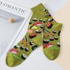 1 пара женских уютных хлопковых носков до щиколотки с рисунком суши, моркови, арбуза, мороженого, авокадо, яйца, гамбургера, уличные мультяшные смешные носки