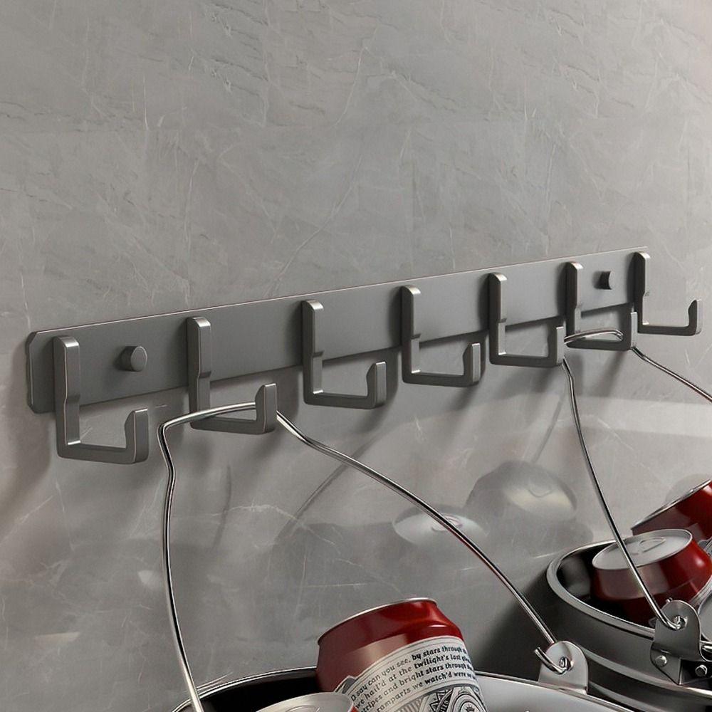 Wall Hanging Towels Robe Hook Strong Adhesive Clothes Coat Hook Space Aluminum Row Hook Bathroom