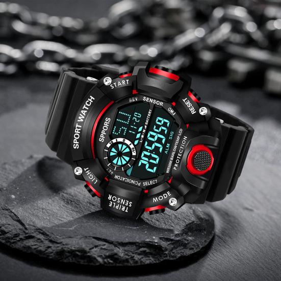 Yousheng  Electronic Watch Silicone Wristband Digital Display Multifunctional Outdoor Running Sports Daily Wristwatch Gift