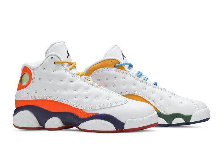Детские кроссовки Jordan 13 Retro Playground (PS) Белый/Черный-Пурпурный для корта-Общий оранжевый-Сосново-зеленый
