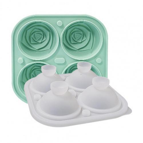 4-полосный лоток для кубиков льда, противопыльный пищевой безопасный, без BPA, силиконовые формы для кубиков льда в форме розы для дома, 4-луночная форма для лотка для льда в форме розы