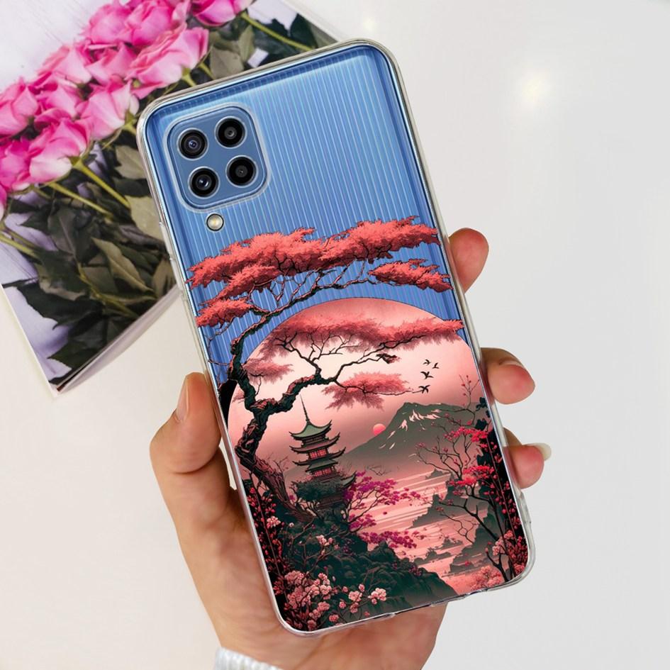 Чехол для Samsung Galaxy M32 SM-M325F Популярный Цветок Прозрачный Силикон Мягкий ТПУ Funda Для Samsung M32 4G M 32 GalaxyM32 Бампер