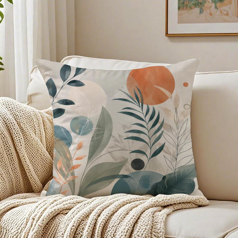 Modern Colorful Boho Leaves Pillow Case Breathable Organic Short Plush Cushion Covers WrinkleResistant Soft Durable