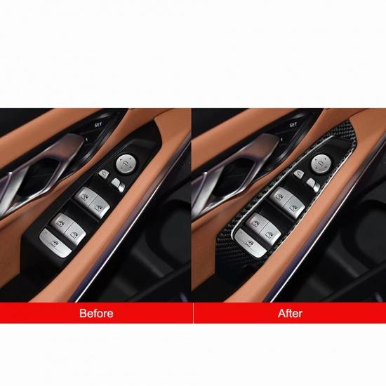 4 шт. наклейки на панель переключателя окна автомобиля из углеродного волокна, декоративные аксессуары для BMW 3 серии G20 G28 325li 330d 335 -20