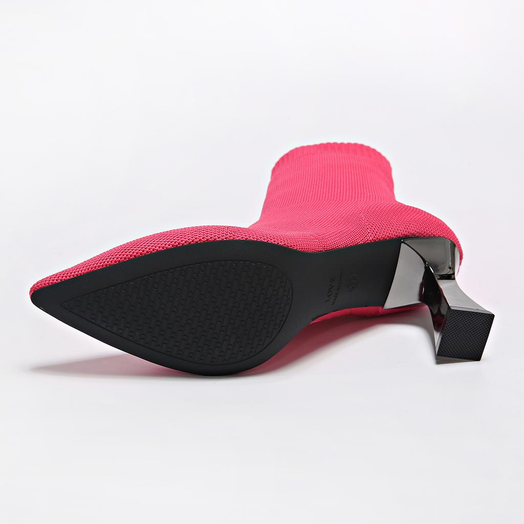 Aphixta Женские Зимние Осенние Вязаные Ботильоны-Носки Цветные Элегантные Туфли на Высоком Каблуке Эластичная Ткань Натягивающиеся Женские Ботильоны Размер 42