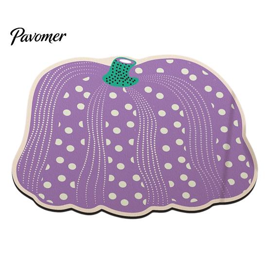 Dirt Resistant Floor Pad Pumpkin Bath Mat, Absorbent Diatomaceous Earth Bathroom Rug, Non-slip Polka Water Shower Rug Dot for Front Door Kitchen