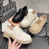 Small Leather Shoes Women's New Round Head Fashion Women's Front Lace-up Brock Women's Shoes