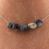Stones and Minerals. 5 Sodalite Beads Necklace from Brazil Stainless Steel Chain Necklace for Women, Men. Customizable Size.