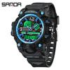 SANDA Водонепроницаемые электронные часы Многофункциональные светящиеся часы с будильником