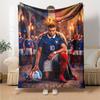 Football Player Celebration Blanket Soft & Cozy Great for Office Seaside Bed Four Seasons Multipurpose Stylish Decor