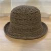 Hollow and Breathable Knitted Small Crimped Top Hat Women's Spring and Summer Face Small Plain Basin Hat Bucket Hat
