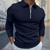 Polo Shirts Men Long Sleeve Fine Lines Print New Men's Polo Shirt Long Sleeve Zipper T-shirt Top