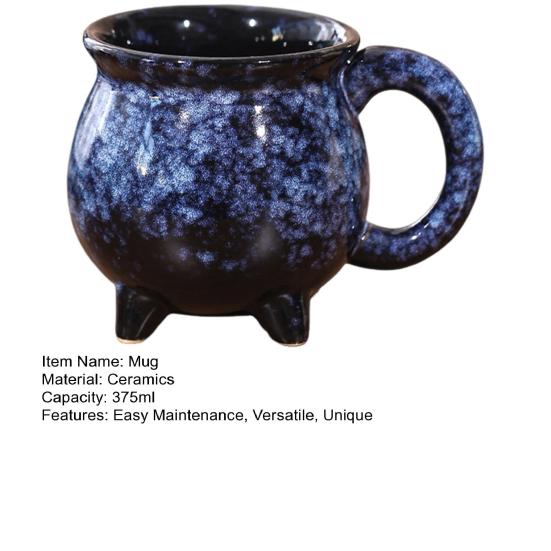 Ceramic Cauldron Coffee Mug with Ghosts Pumpkins Bats Halloween Tea Cups Personalized Witchy Gifts for Sisters Family