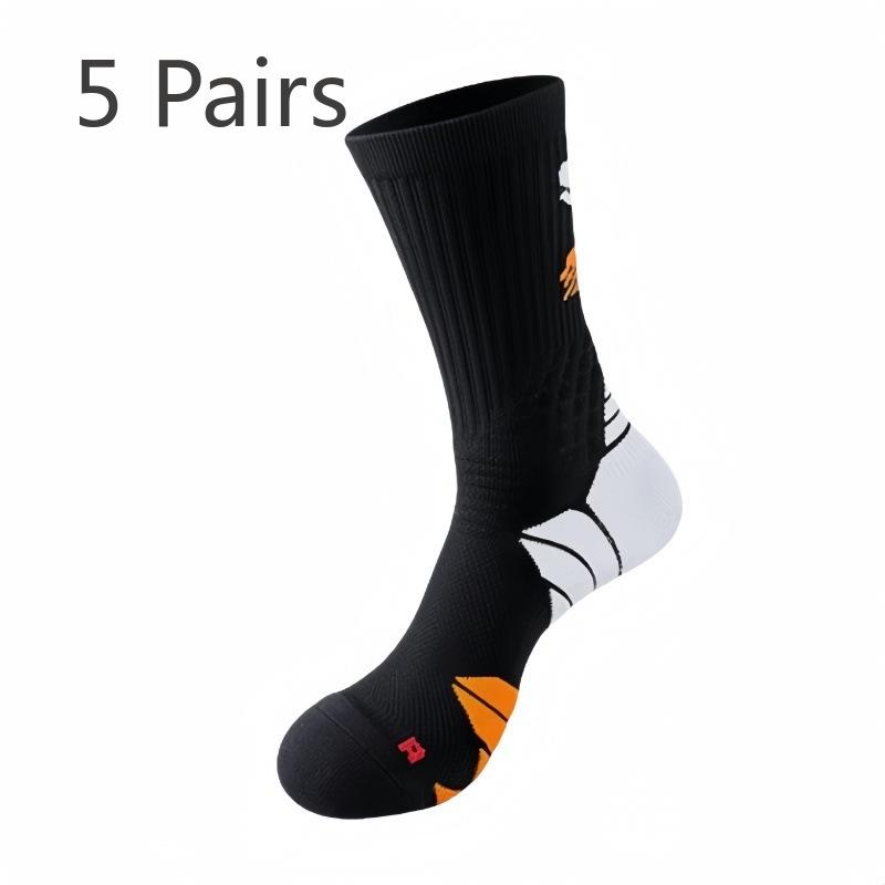 5 пар мужских утолщенных носков-труб с махровой подошвой для профессионального баскетбола