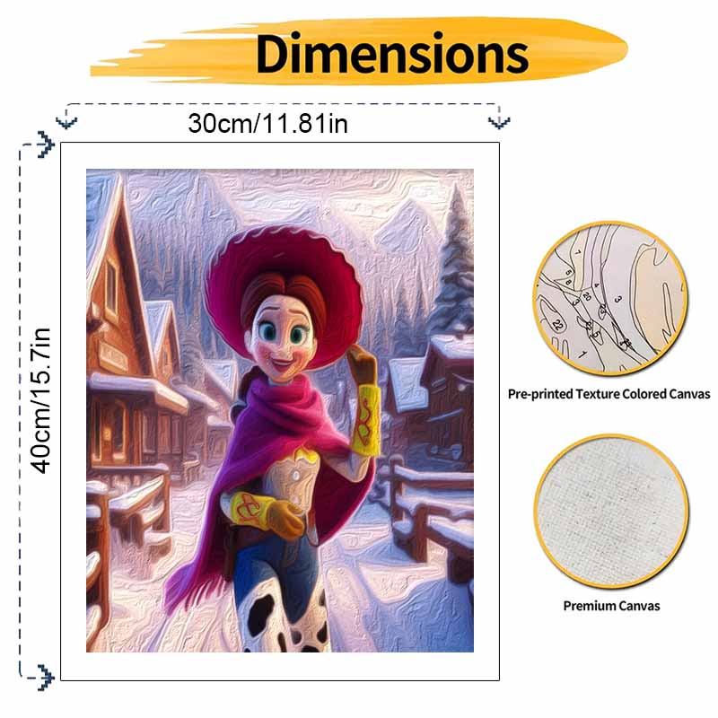 Disney DIY Oil Painting Kits Jessie Winter Snow Scene Hand Painting Home Decor Craft Gift Ideas Canvas Wall Art Paint By Numbers Set