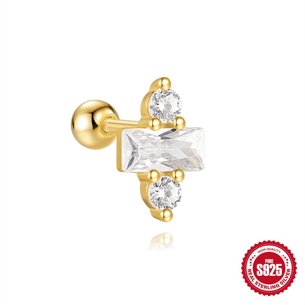 Серьги из стерлингового серебра S925 красного цвета, квадратные, с гравием, пуссеты, изысканные, универсальные, с шариком-скруткой, шариком, проколом, серьги-пуссеты для козелка.