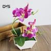 Artificial Butterfly Orchid Flower Phalaenopsis Home Office Decor with Flowerpot