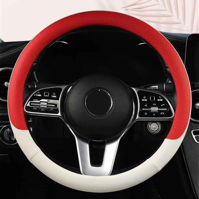 Car Anti-Slip Leather Steering Wheel Cover Universal Car Steering Wheel Protective Cover Fashion Style 38cm Shape O D