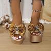 Fashion Women's Shoes 2024 Plus Size Women's Sandals Fashion Sequins Butterfly-knot Dress Slippers Women New Peep Toe Wedge Slippers
