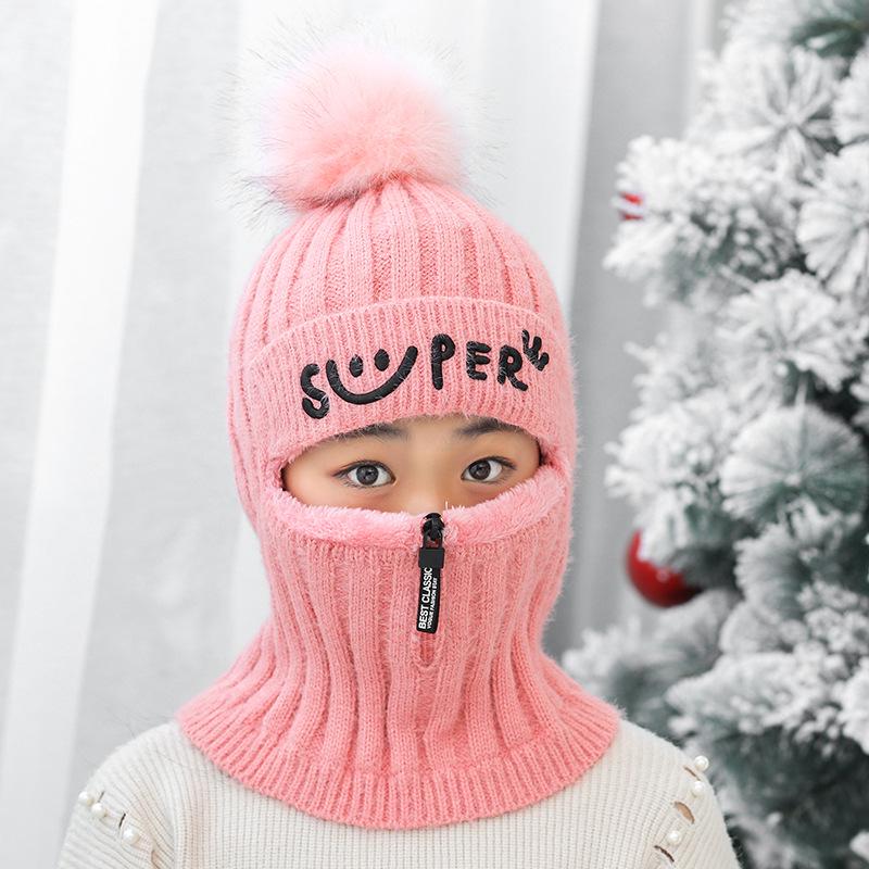 Вязаная шапка, шарф, Балаклава, детская теплая зимняя шапочка с черепами