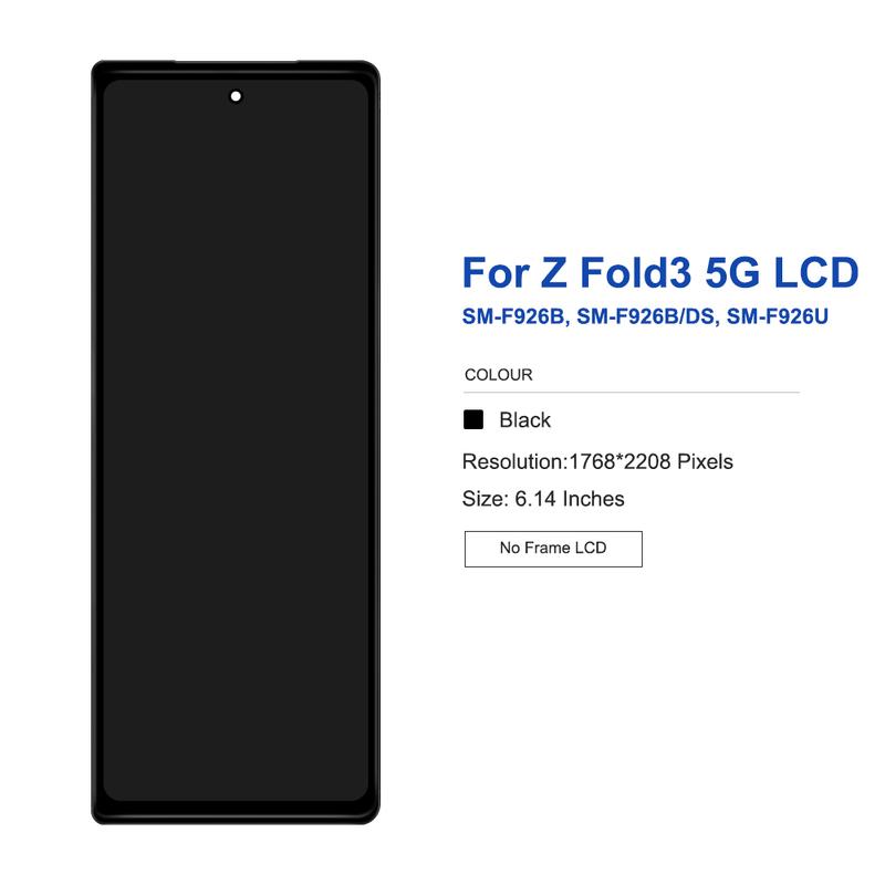 Screen For Samsung Z Fold 3 F926B F926B/DS LCD Display Digital Touch Screen Assembly Samsung Z Fold 3 Display Replacement Parts