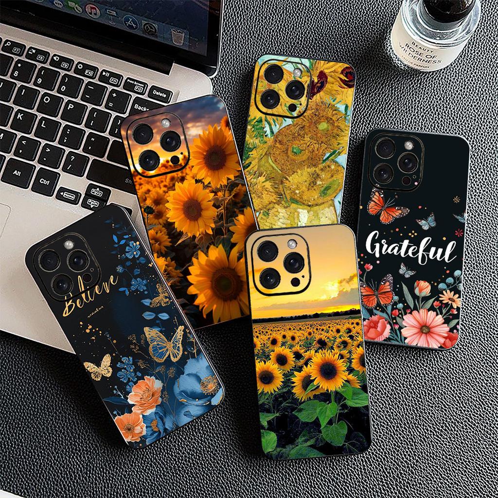 Cover for Samsung Galaxy A35 A36 A55 A26 A05 A06 A14 A50 A51 A53 A54 A12 A13 A23 Phone Case Sunflower Yellow Flower Butterfly