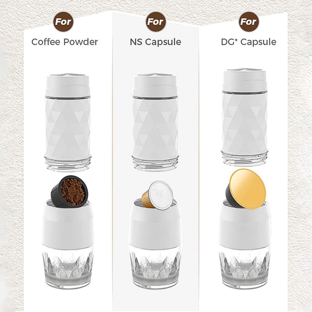 CAFELFFE 3-в-1 Портативная ручная эспрессо-кофемашина 18 бар Мини-кофеварка для горячего и холодного заваривания с прессом для молочной пены