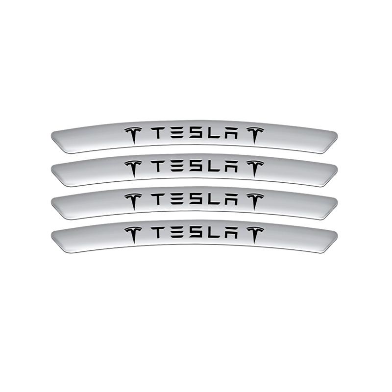 4Pcs Aluminium Car Hub Rims Sticker Decorative Decal Accessories For Tesla Model Y 3 X S Cybertruck Roadster zxs9