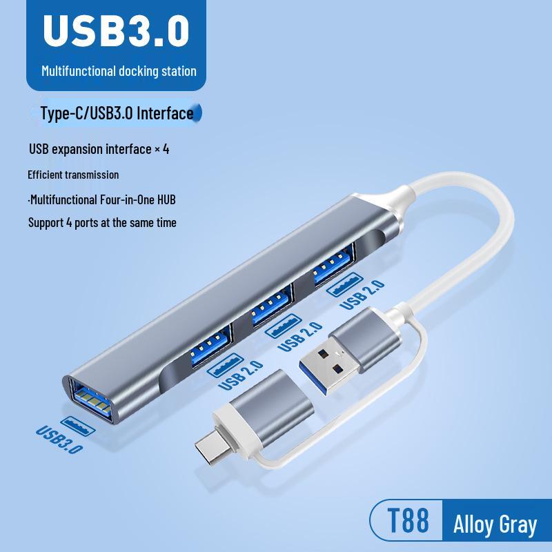 USB-C Док-станция 3.0: Многофункциональный USB-хаб на 4 порта для ноутбуков и телефонов