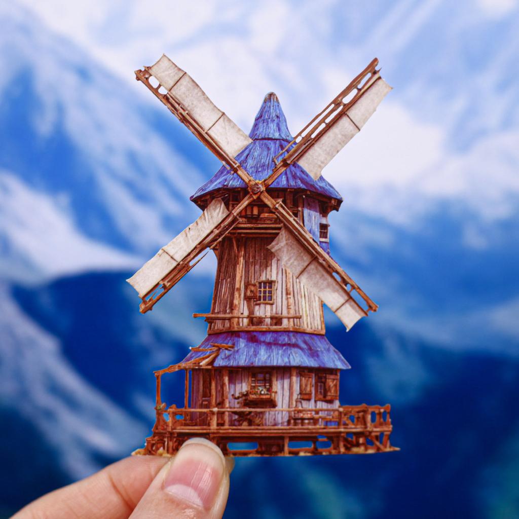8pcs/packCreative Retro Windmill Stickers DIY Scrapbooking Stickers Decor Journal Supplies Aesthetics Stationery Stickers