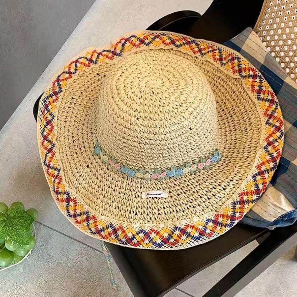 Breathable Woman's Straw Hat Elegant Outdoor Beach Hat Simple Women's Sun Visor Hats Casual Wear