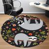 1pc Sloth Floral Office Round Area Rug, Indoor Mat Suitable For Office, Under Office Chairs Bedroom Living Room Home Decor, Room Deco