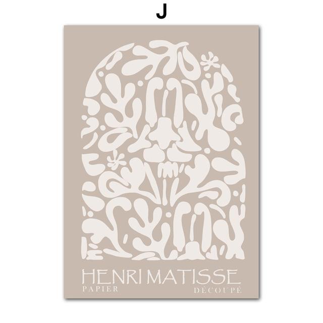 Abstract Matisse Girl Dance Leaf Beige Lines Posters And Prints Wall Art Canvas Painting Wall Pictures For Living Room Decor No Frame