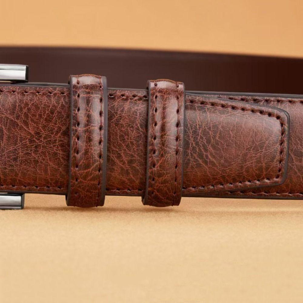 Versatile Zinc Zinc Alloy Leather Belt Texture Pin Buckle Belt Luxury Casual Waist Belt Elderly People