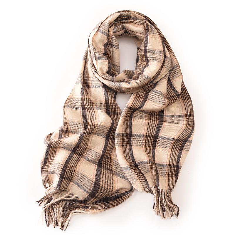 Knitted Thick Print Warm Winter Scarf New Women Plaid Design Pashmina Shawls Cashmere Shawl Lady Wrap Tassel Scarves