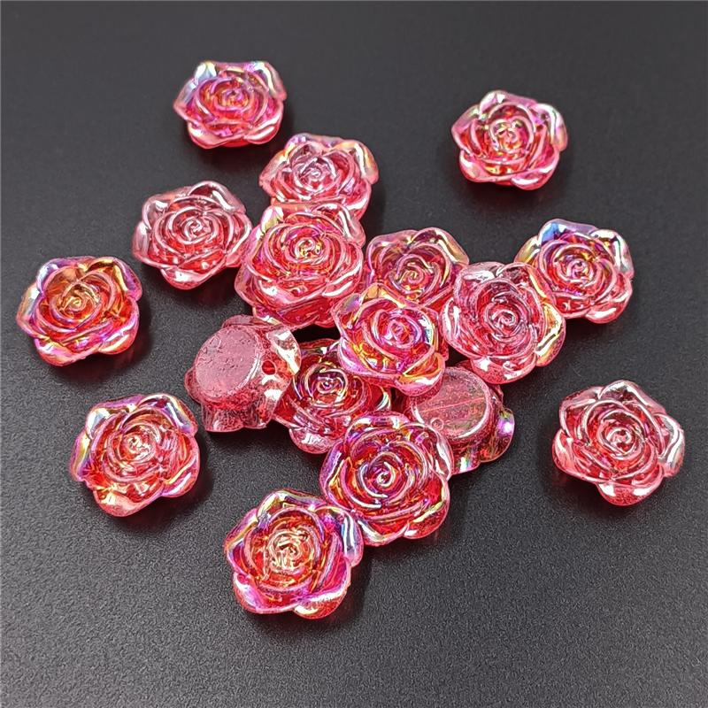 Творческие 10 шт DIY ювелирные аксессуары для браслета ожерелья изготовление подвесок творческие AB Magic Color Charms плоскодонные перфорированные бусины-розы мода