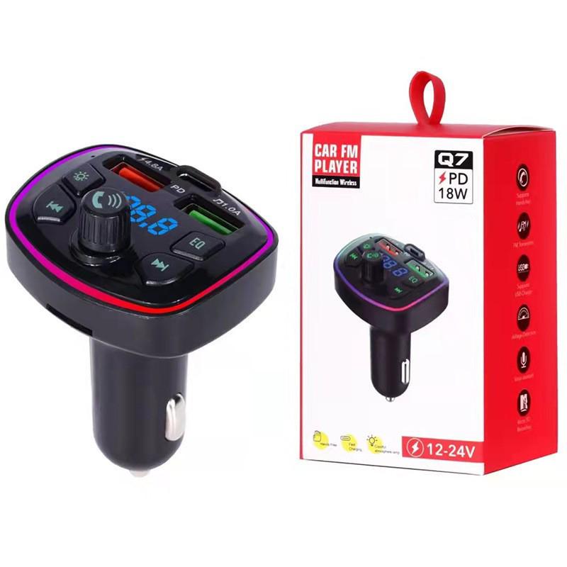 Автомобильный Bluetooth FM-передатчик с двумя USB-портами и функцией быстрой зарядки, с MP3-плеером и прикуривателем
