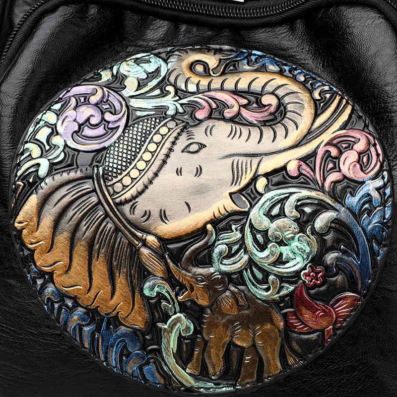 Женский рюкзак с вышивкой, многоцелевой кожаный рюкзак, школьный рюкзак для студентов