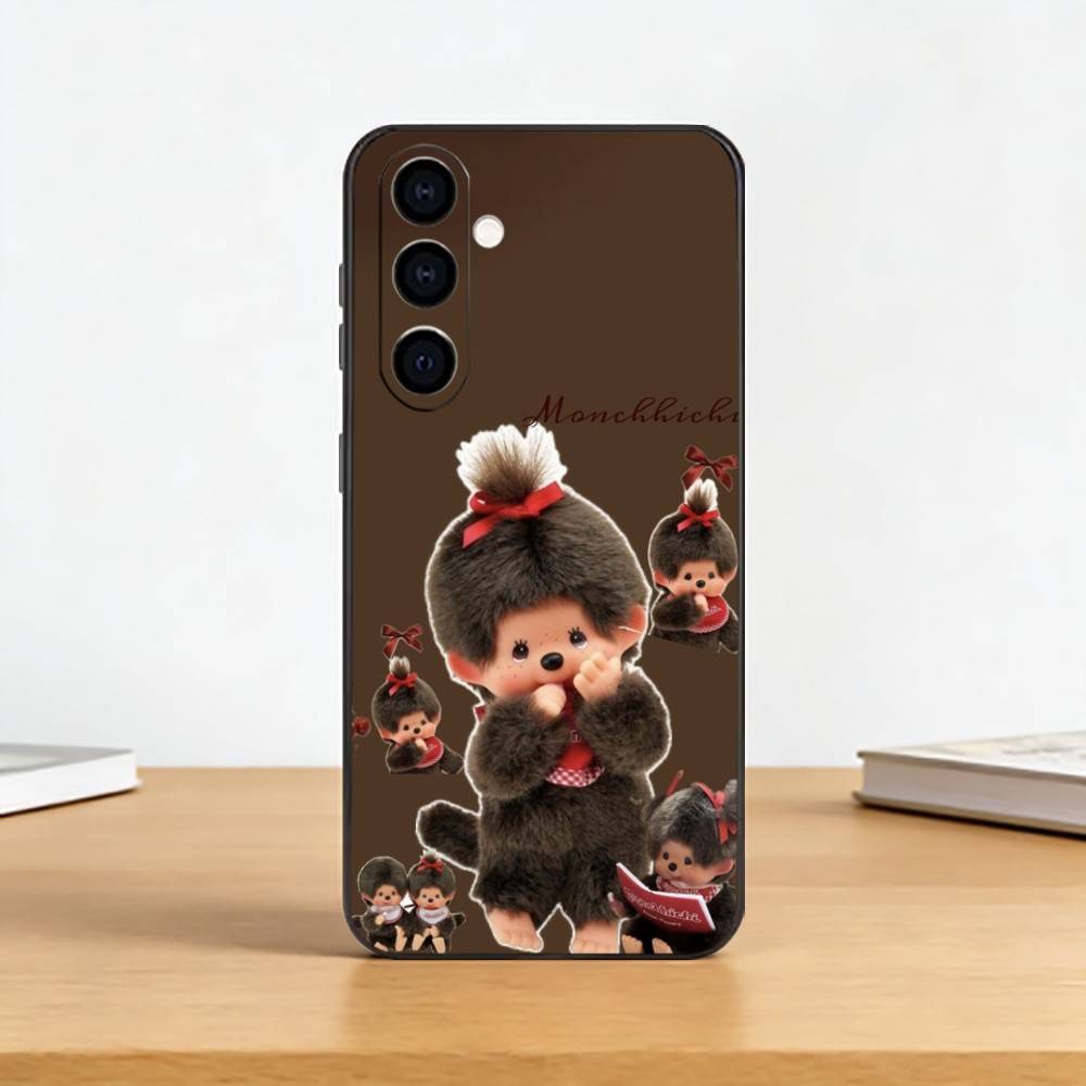 Cute M-Monchhichi Phone Case For Samsung Galaxy A73,A72,A71,A70,A53,A52,A51,Soft Silicone Black Cover