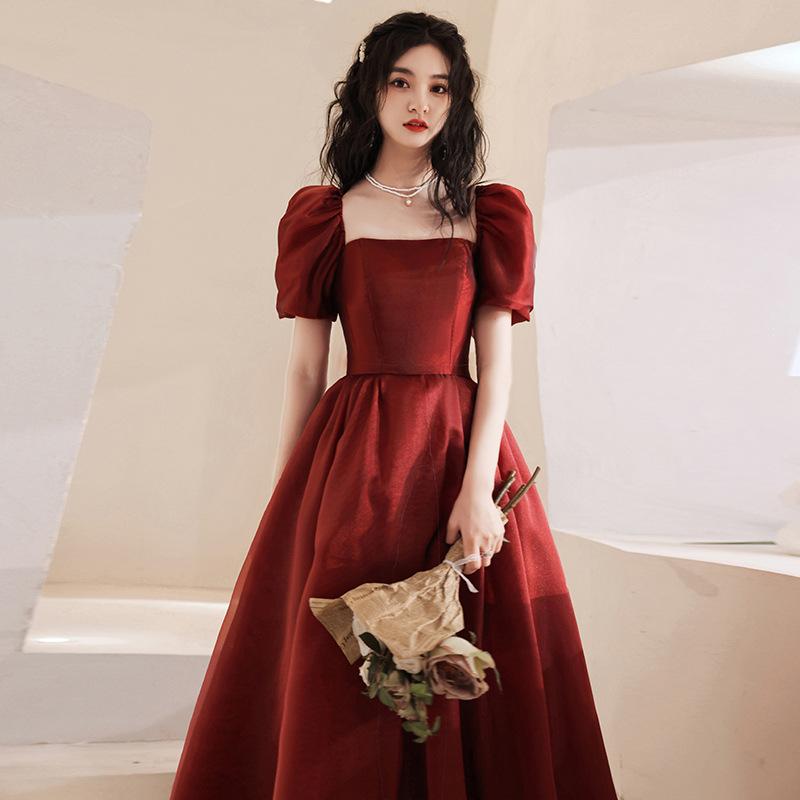 Свадебное платье Toast Bride 1011 Новое Красное Платье для Свадьбы Маленькая Беременная Женщина Помолвочное Платье Принцессы Вечернее Платье Платье