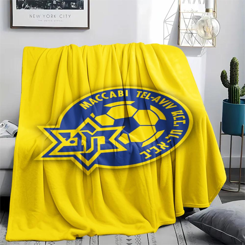 1Pc Maccabi Tel Aviv FC Print Flannel Blanket High Quality Warm Comfortable Cover for All Seasons Perfect for Gifts Home Decor