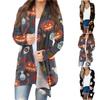 Women's Fashion Casual Halloween Print Medium Length Long Sleeves Cardigan Tops Coat