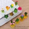4pcs Miniature Cactus Set - Adorable Resin with Transparent Pots - Perfect Car Dashboard, Home & Office Desk Decorations for Adding Greenery Touch