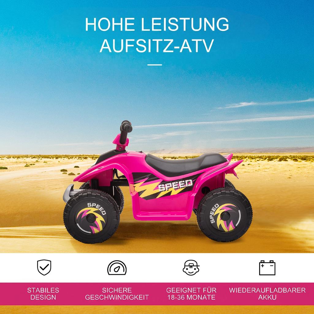 Kids Electric Quad 6V Children's Quad with Forward and Reverse Function for Children 1.5-3 Years up to 20 kg Pink