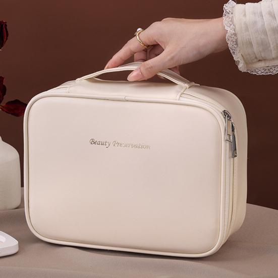Косметичка со съемным отделением для кистей для макияжа, вместительная, с несколькими отделениями, водонепроницаемая застежка-молния, органайзер для косметики