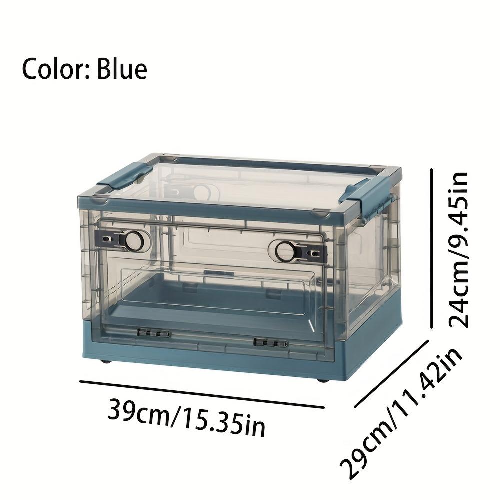 Vintage Style Plastic Storage Box with 3 Transparent Doors, Foldable Clothes Organizer, Multi-Use Book and Toy Container, Space-Saving Snack Storage