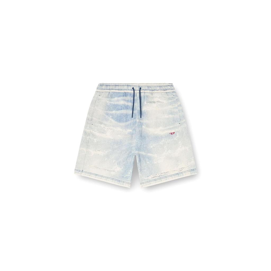 Jogger Shorts Diesel D-BOXY-NE Men's Denim Look Print Sweat Feel Red Logo A03934068XM