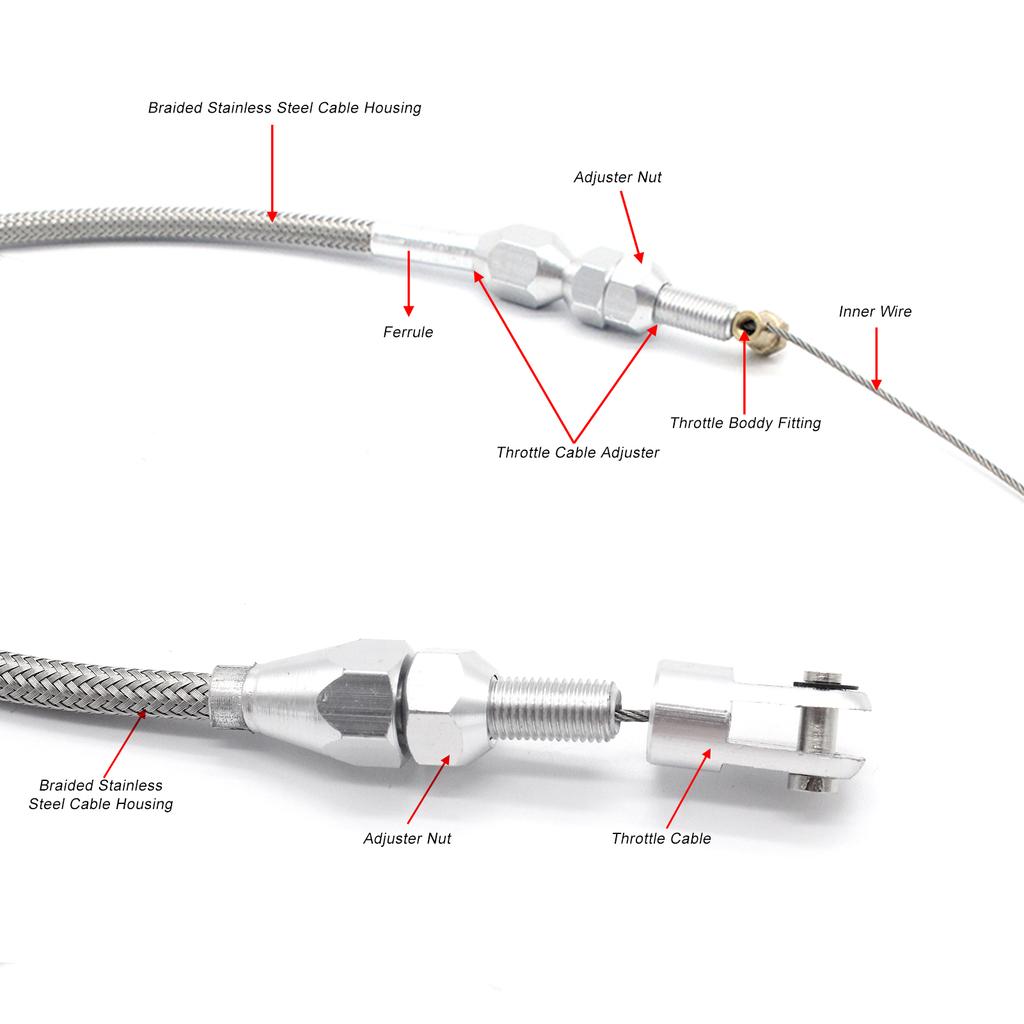 LS Engine Throttle Gas Cable 36 Inch Stainless Steel Braided Replacement for LS1 4.8 5.3 5.7 6.0