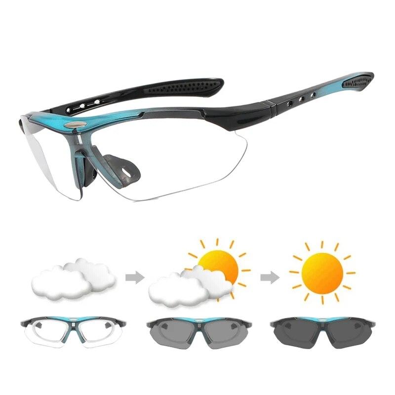 Фотохромные солнцезащитные очки для бега и велоспорта, мужские и женские велосипедные очки с оправой для близорукости, поляризационные очки для шоссейного велосипеда, MTB