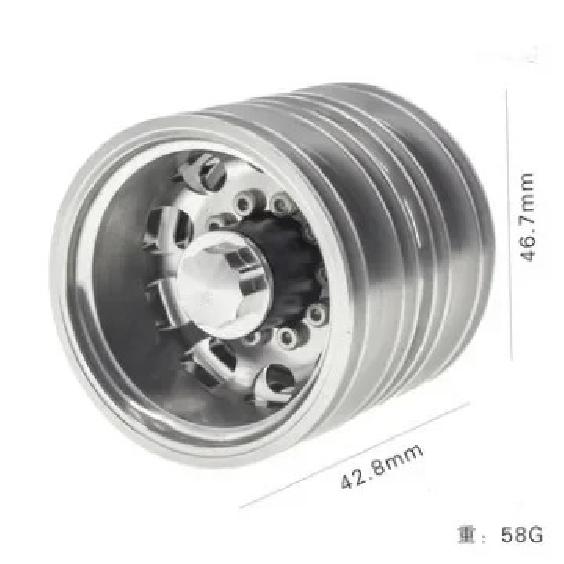 Non-Powered Rear Axle Tire 10 Hole Wheel Hub Fit for Tamiya 1/14 Tractor Trailer Rear Trailer Modification DIY Spare Parts